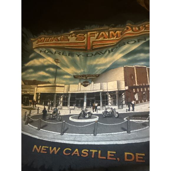 Harley Davidson TShirt Mens Sz Medium Black Graphic Mikes Famous New Castle DE S - Picture 6 of 6